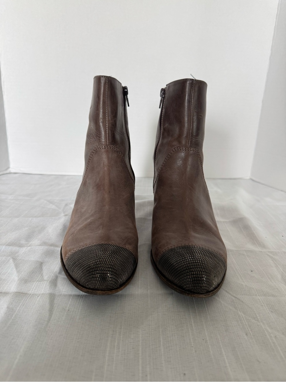Stivalett Vic Women's Brown Leather Pointed Toe Ankle Boots Size 8